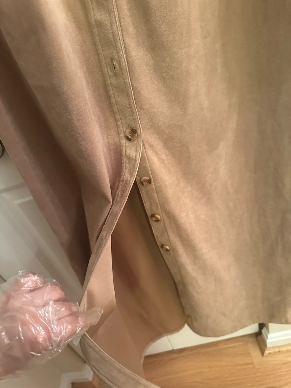 Vintage Joanna Faux Suede Maxi Shirt Dress Tan Camel Size M 70s Retro. - Picture 9 of 10